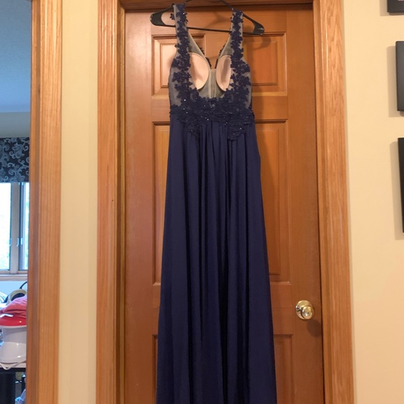 Navy Blue Sherri Hill Prom Dress - Picture 2 of 6